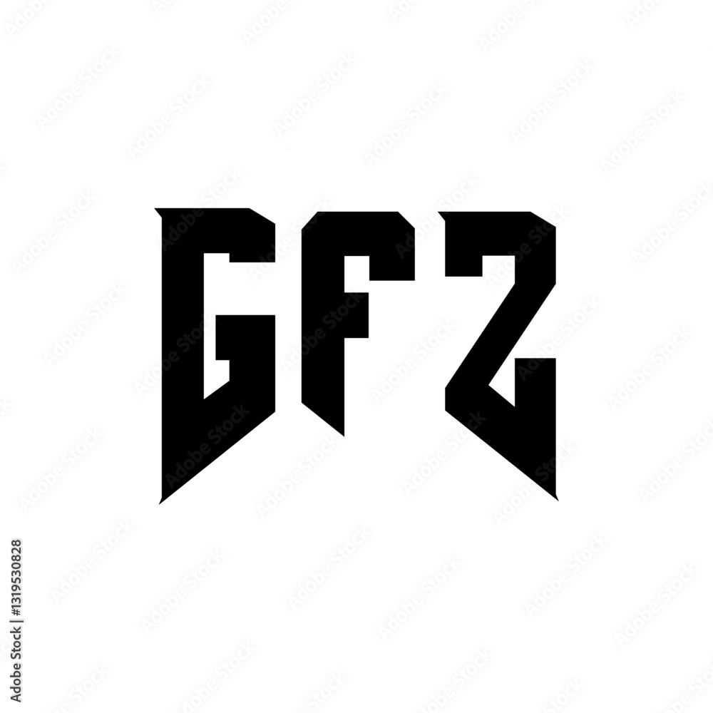 Obraz premium GFZ letter logo design for technology company. GFZ logo design black and white color combination. GFZ logo, GFZ vector, GFZ design, GFZ icon, GFZ alphabet. GFZ typography logo design.