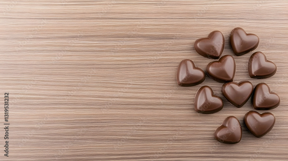 Heart-shaped chocolates arranged on a wooden surface (1) Heart-shaped chocolates arranged on a wooden surface (1)