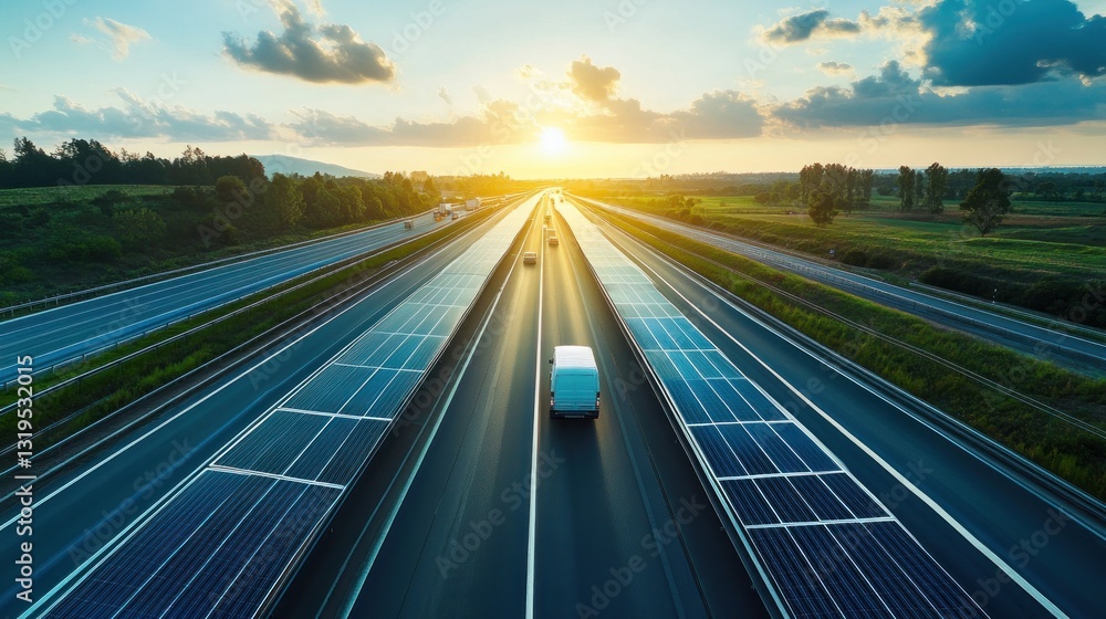 Obraz premium Solar Highway: Sustainable Transportation and Energy
