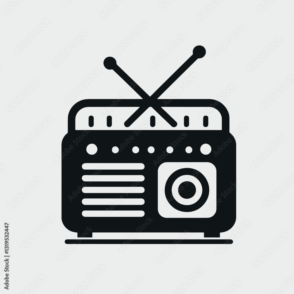Radio silhouette in black on a white background Radio silhouette in black on a white background