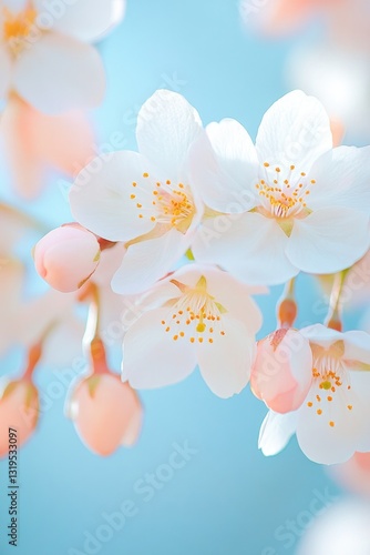 capture close-up of delicate spring blossoms in soft natural light showcasing vibrant colors and intricate petal details