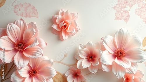 Floral Wallpaper Background with Copy Space
