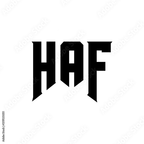 HAF letter logo design for technology company. HAF logo design black and white color combination. HAF logo, HAF vector, HAF design, HAF icon, HAF alphabet. HAF typography logo design.