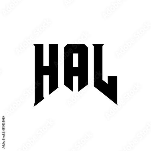 HAL letter logo design for technology company. HAL logo design black and white color combination. HAL logo, HAL vector, HAL design, HAL icon, HAL alphabet. HAL typography logo design.