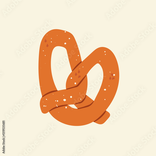 Tasty fresh Pretzel. Bakery product. Healthy organic pastry food. Hand drawn modern Vector illustration. Isolated design element. logo, icon, print template