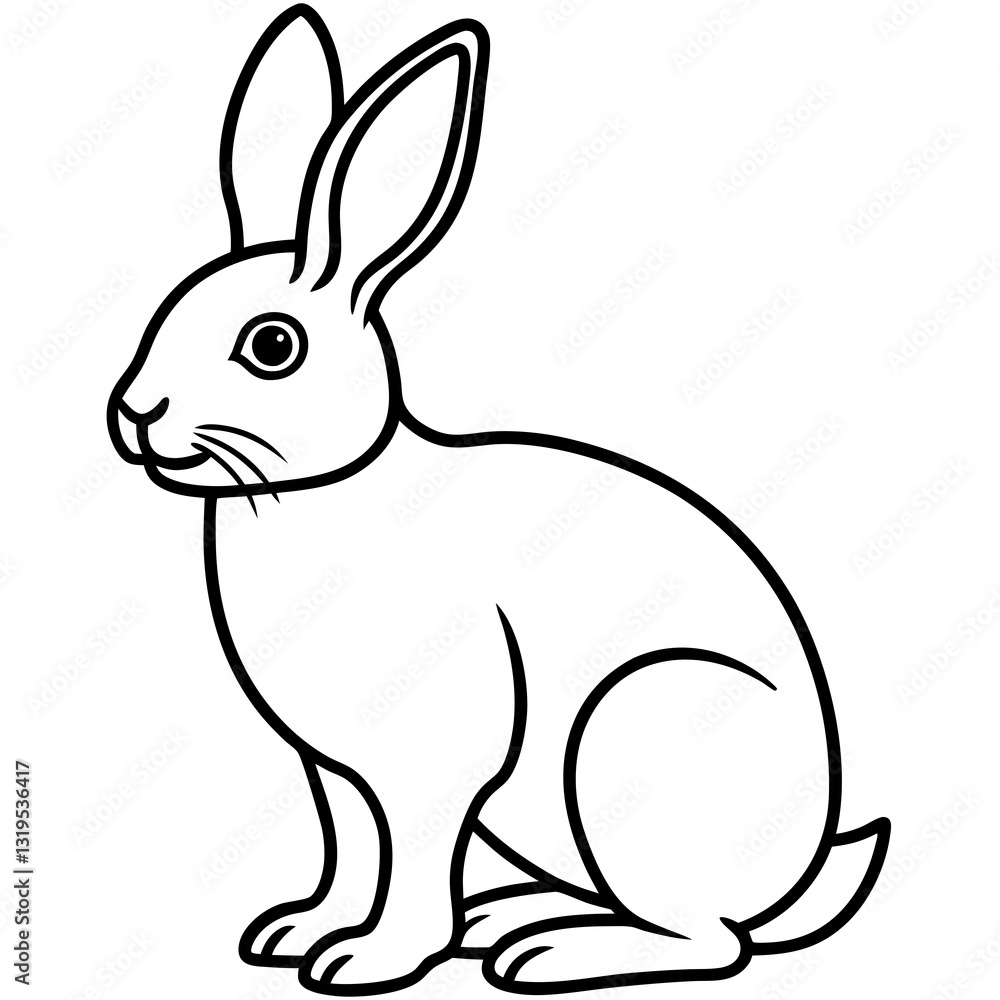 One-Line Rabbit Vector Drawing One-Line Rabbit Vector Drawing