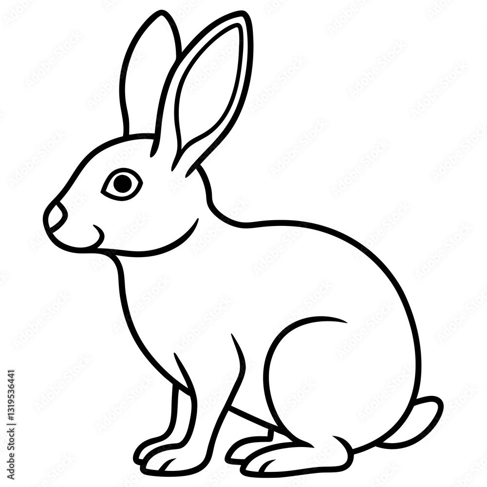 One-Line Rabbit Vector Drawing One-Line Rabbit Vector Drawing