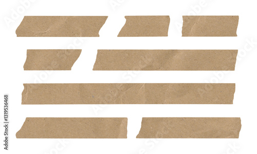 set of adhesive tape pieces on transparent background	