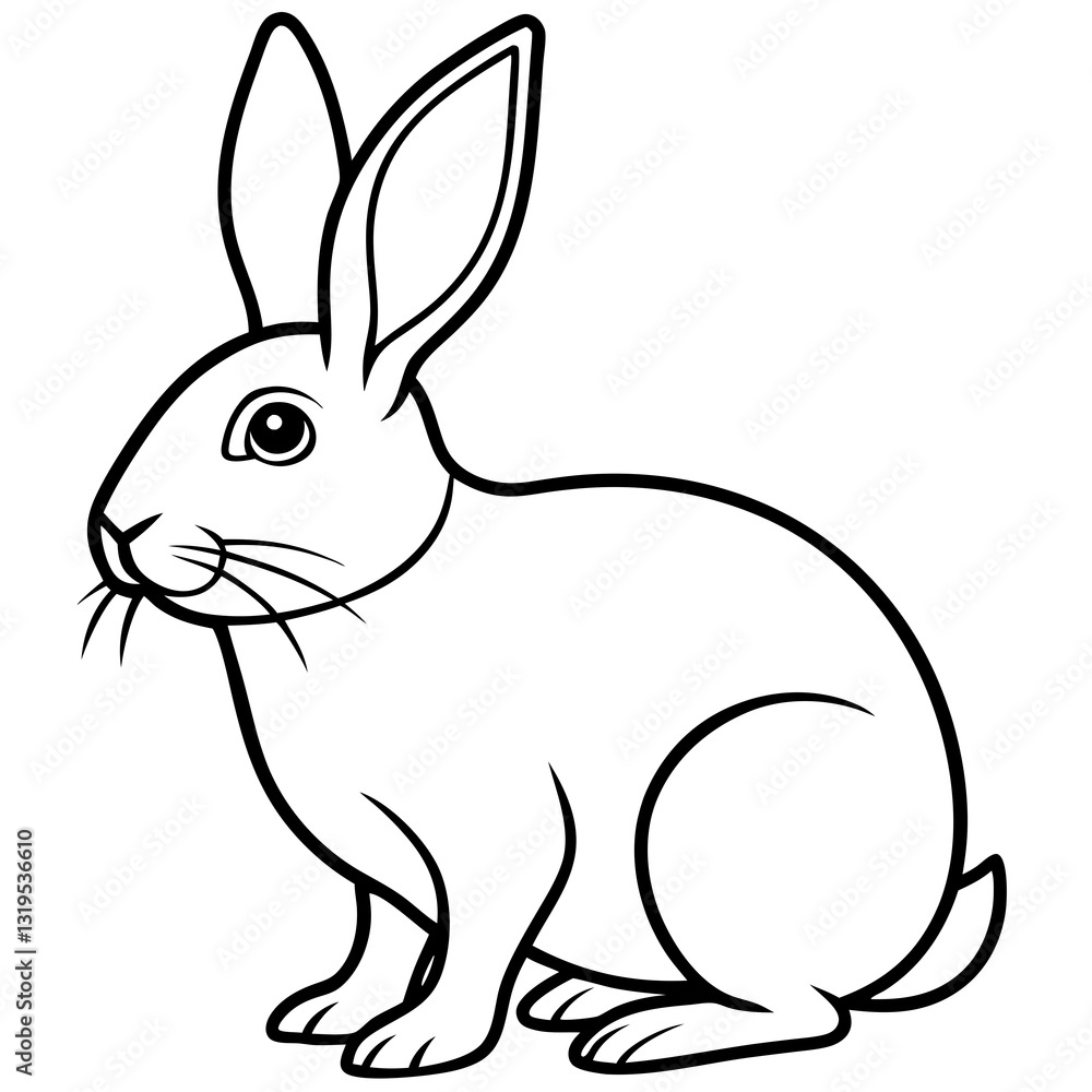 One-Line Rabbit Vector Drawing One-Line Rabbit Vector Drawing