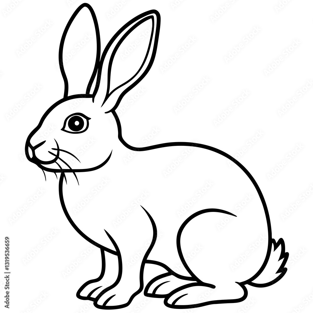One-Line Rabbit Vector Drawing One-Line Rabbit Vector Drawing