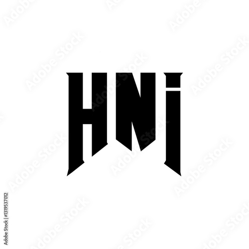 HNI letter logo design for technology company. HNI logo design black and white color combination. HNI logo, HNI vector, HNI design, HNI icon, HNI alphabet. HNI typography logo design.