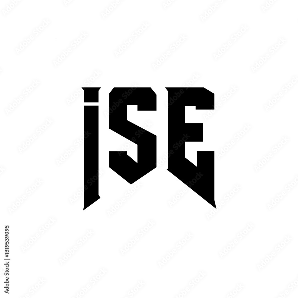Obraz premium ISE letter logo design for technology company. ISE logo design black and white color combination. ISE logo, ISE vector, ISE design, ISE icon, ISE alphabet. ISE typography logo design.