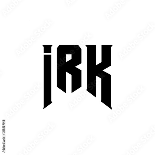 IRK letter logo design for technology company. IRK logo design black and white color combination. IRK logo, IRK vector, IRK design, IRK icon, IRK alphabet. IRK typography logo design.