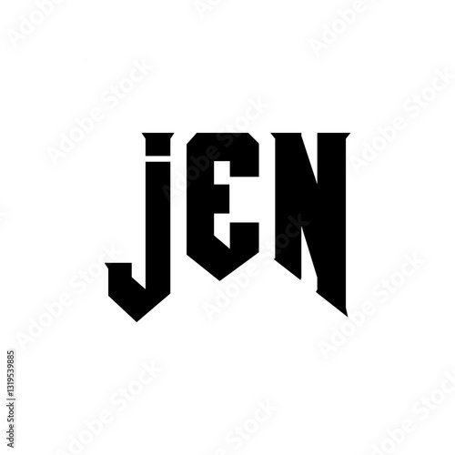 JEN letter logo design for technology company. JEN logo design black and white color combination. JEN logo, JEN vector, JEN design, JEN icon, JEN alphabet. JEN typography logo design.