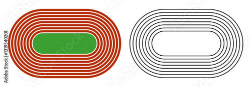 Running track signs, athletics, field for sports competitions