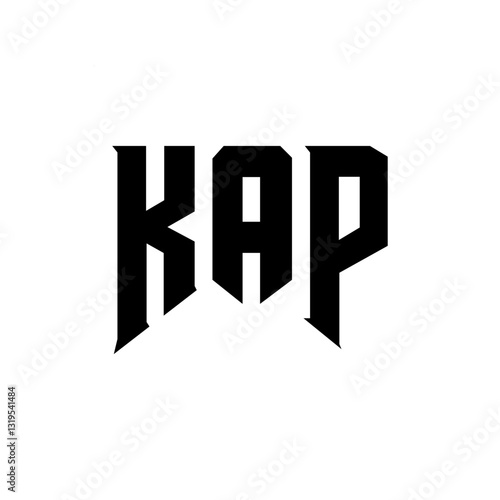 KAP letter logo design for technology company. KAP logo design black and white color combination. KAP logo, KAP vector, KAP design, KAP icon, KAP alphabet. KAP typography logo design.