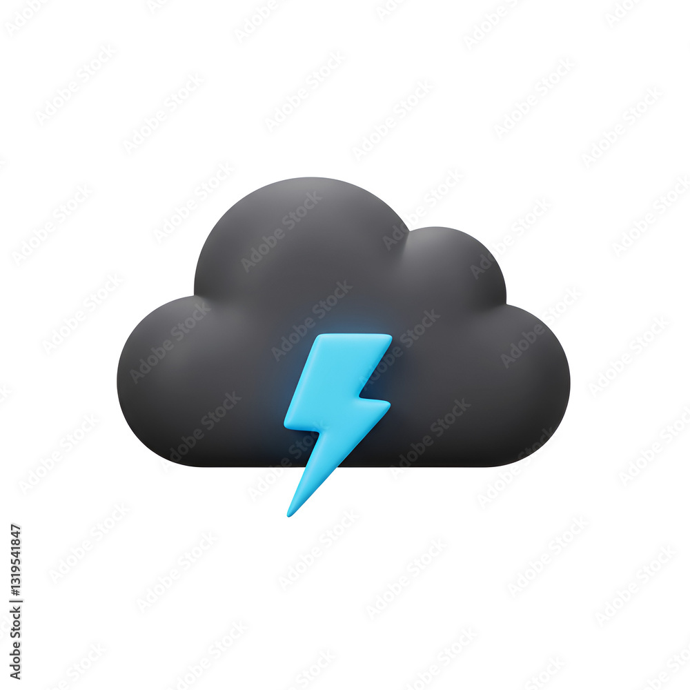 Dark Storm Cloud with Small Lightning Bolt Icon Dark Storm Cloud with Small Lightning Bolt Icon