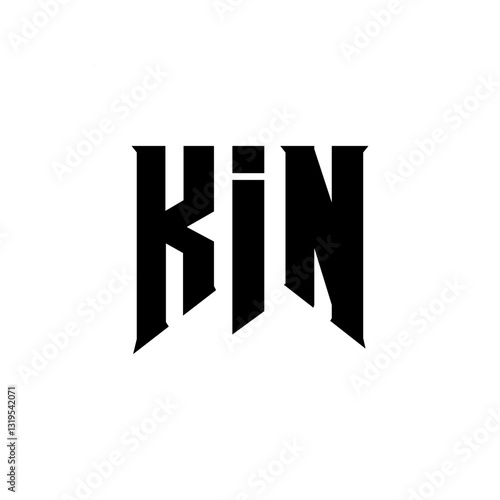 KIN letter logo design for technology company. KIN logo design black and white color combination. KIN logo, KIN vector, KIN design, KIN icon, KIN alphabet. KIN typography logo design.
