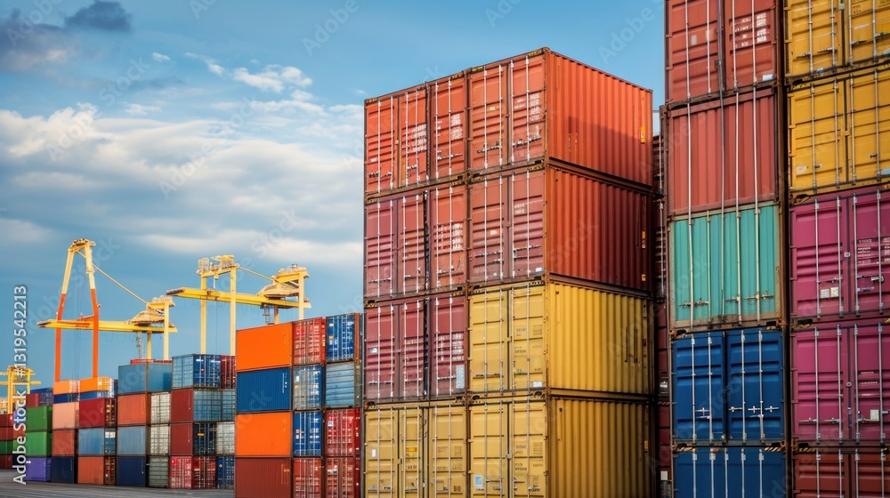Stacked Shipping Cargo Freight Container. Stacked Cargo Shipping Containers Global Trade Logistics. Stack of Cargo Containers. Global Cargo import and Export Logistics Concept with Copy Space. Stacked Shipping Cargo Freight Container. Stacked Cargo Shipping Containers Global Trade Logistics. Stack of Cargo Containers. Global Cargo import and Export Logistics Concept with Copy Space.