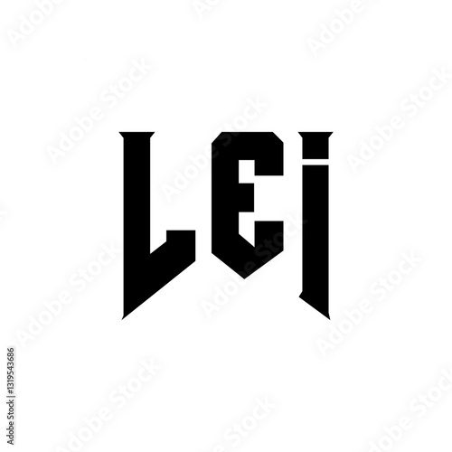 LEI letter logo design for technology company. LEI logo design black and white color combination. LEI logo, LEI vector, LEI design, LEI icon, LEI alphabet. LEI typography logo design.