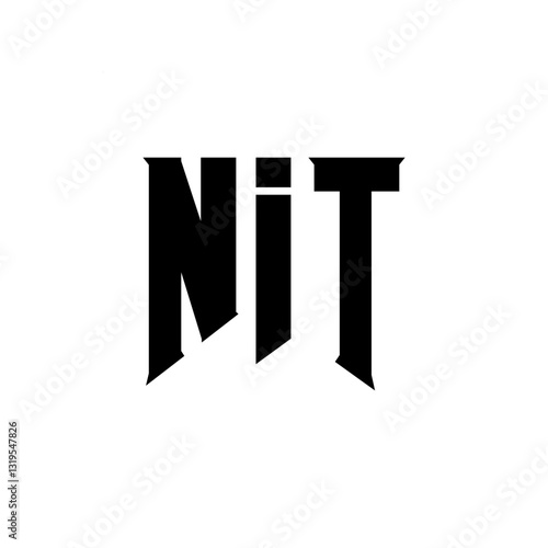 NIT letter logo design for technology company. NIT logo design black and white color combination. NIT logo, NIT vector, NIT design, NIT icon, NIT alphabet. NIT typography logo design.