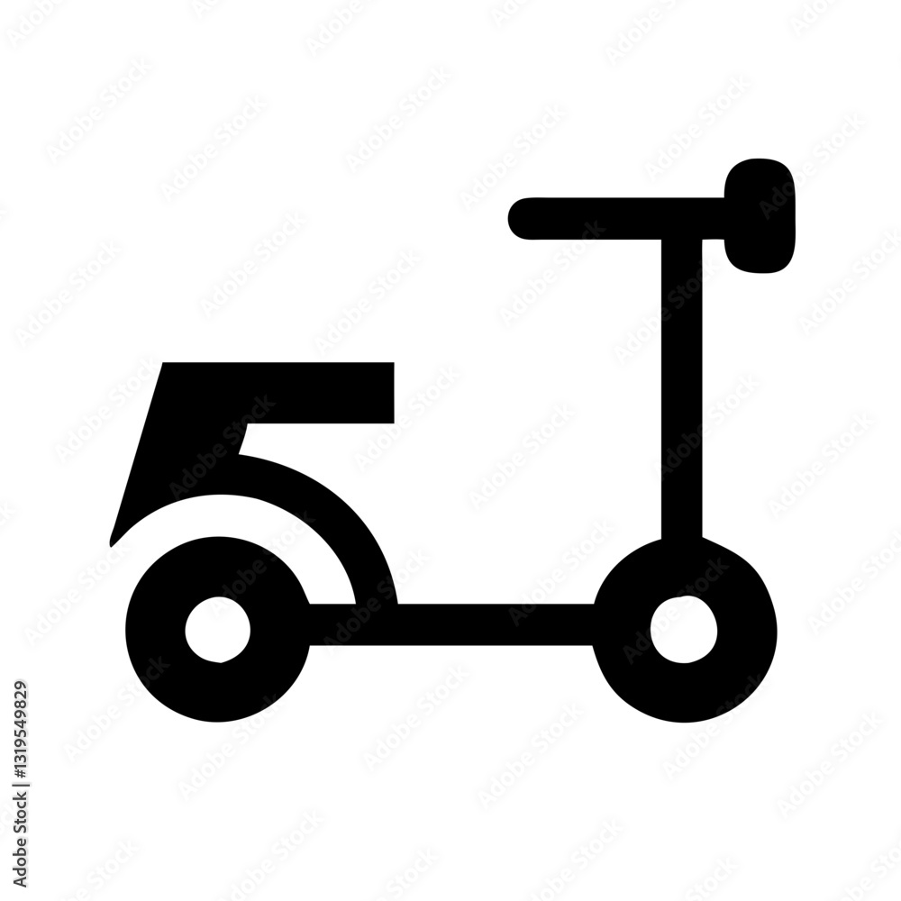Scooter silhouette icon, transportation concept, playful design, monochrome style, copy space, on a white background Scooter silhouette icon, transportation concept, playful design, monochrome style, copy space, on a white background