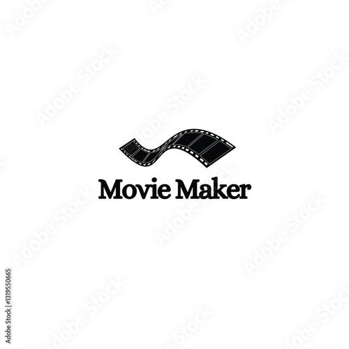 Movie Maker Logo: A stylized film reel elegantly curves, forming a dynamic logo for a movie-making business, suggesting creativity and motion.