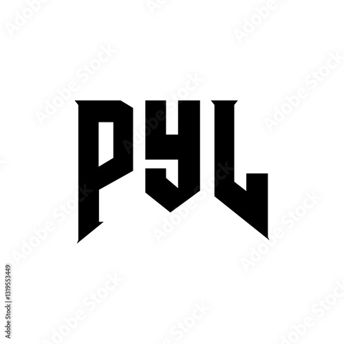 PYL letter logo design for technology company. PYL logo design black and white color combination. PYL logo, PYL vector, PYL design, PYL icon, PYL alphabet. PYL typography logo design.