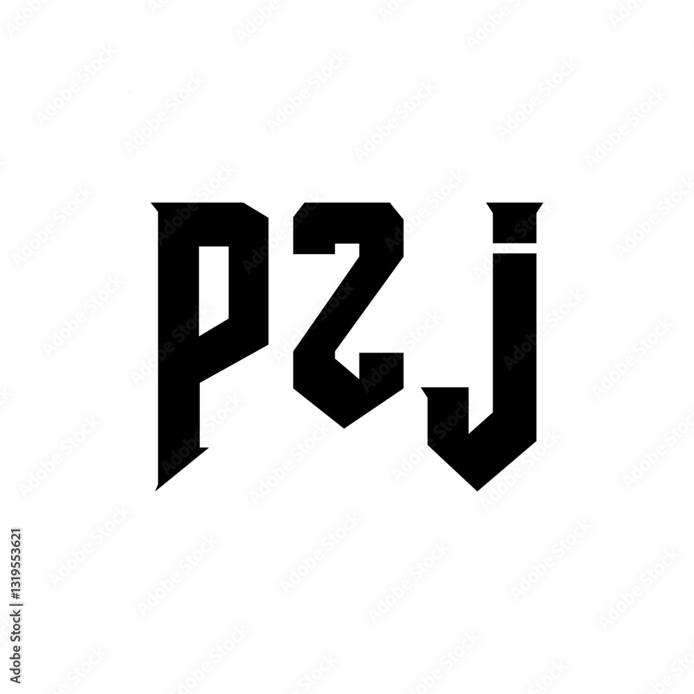 Fototapeta premium PZJ letter logo design for technology company. PZJ logo design black and white color combination. PZJ logo, PZJ vector, PZJ design, PZJ icon, PZJ alphabet. PZJ typography logo design.