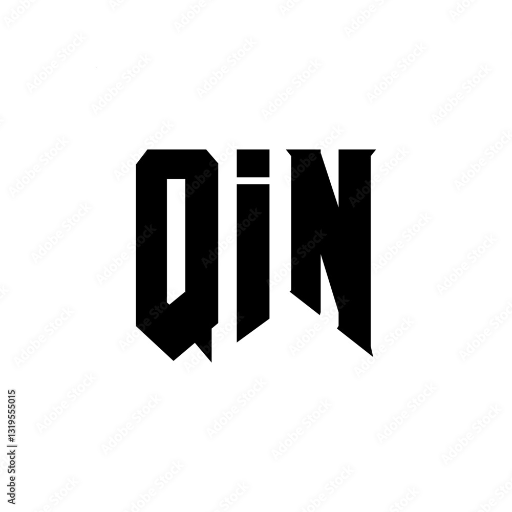 Obraz premium QIN letter logo design for technology company. QIN logo design black and white color combination. QIN logo, QIN vector, QIN design, QIN icon, QIN alphabet. QIN typography logo design.