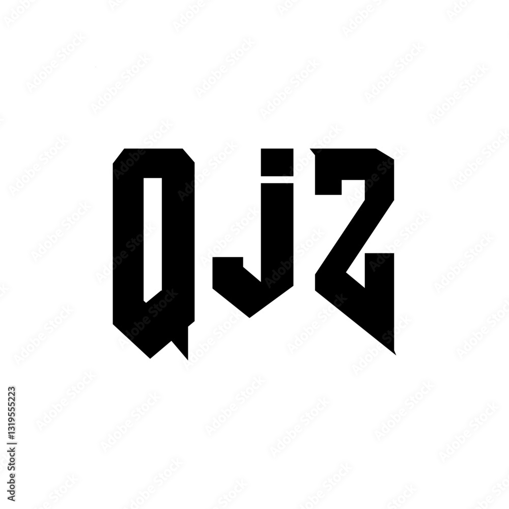 Obraz premium QJZ letter logo design for technology company. QJZ logo design black and white color combination. QJZ logo, QJZ vector, QJZ design, QJZ icon, QJZ alphabet. QJZ typography logo design.