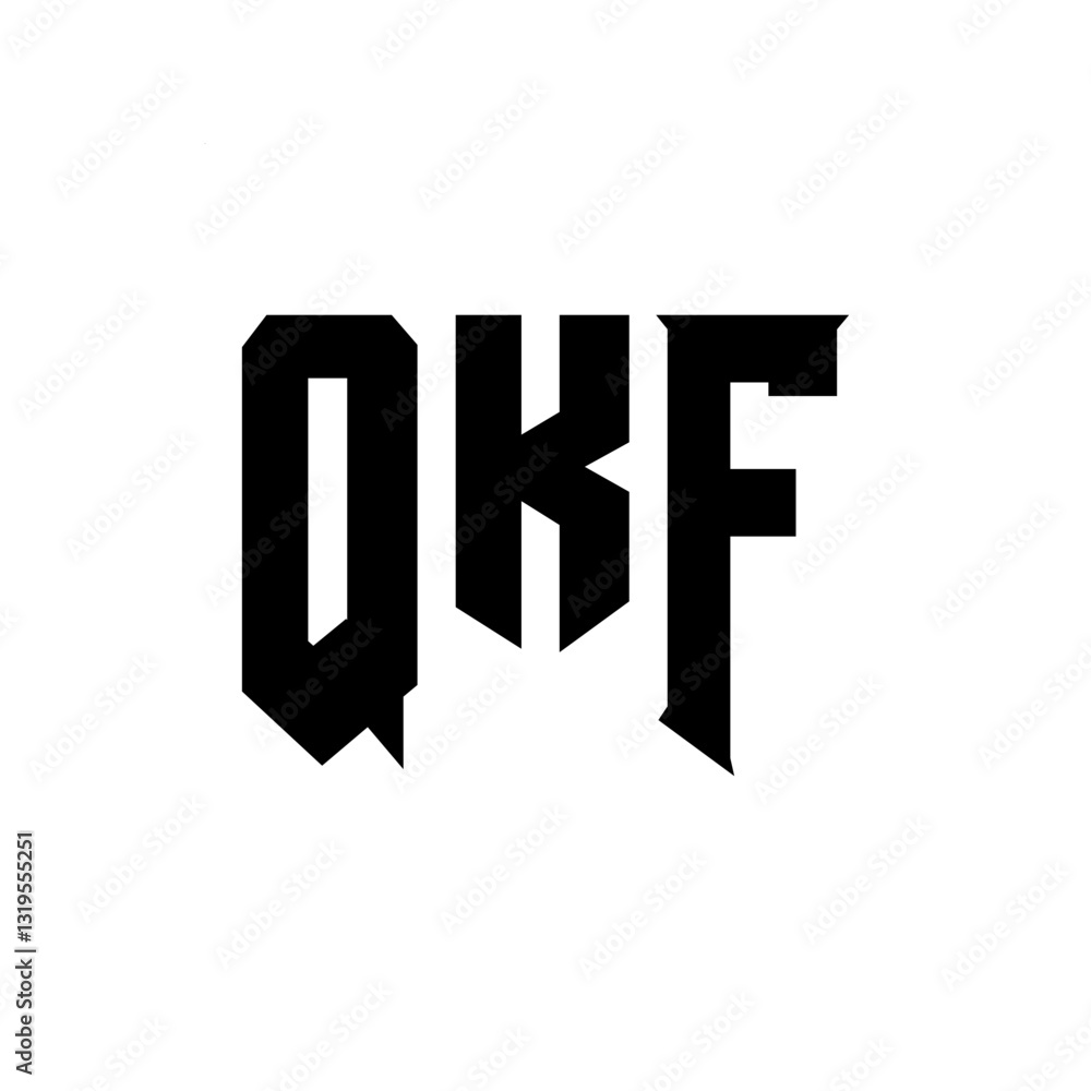 Obraz premium QKF letter logo design for technology company. QKF logo design black and white color combination. QKF logo, QKF vector, QKF design, QKF icon, QKF alphabet. QKF typography logo design.