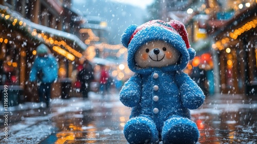 Wallpaper Mural Snowy winter scene with a teddy bear Torontodigital.ca