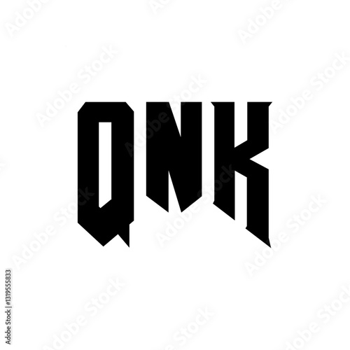 QNK letter logo design for technology company. QNK logo design black and white color combination. QNK logo, QNK vector, QNK design, QNK icon, QNK alphabet. QNK typography logo design.