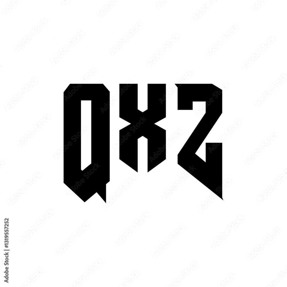 Obraz premium QXZ letter logo design for technology company. QXZ logo design black and white color combination. QXZ logo, QXZ vector, QXZ design, QXZ icon, QXZ alphabet. QXZ typography logo design.