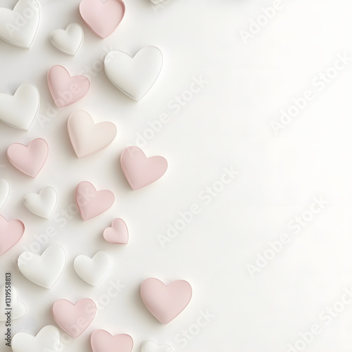 Romantic mix colors Heart Background with Falling Hearts - Symbol of love. Vector illustration with beauty 3d hearts. Applicable for design of wedding greeting cards and St