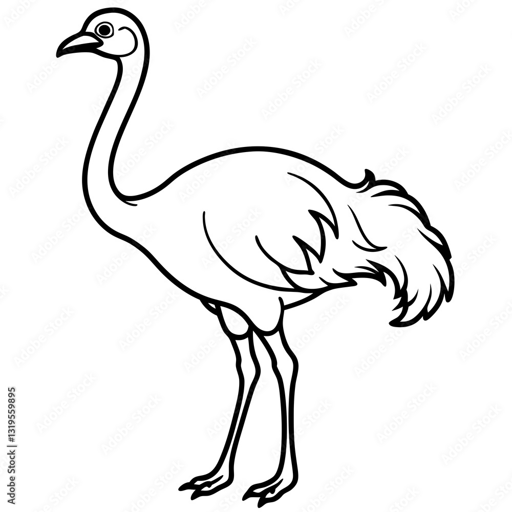 Fototapeta premium One-Stroke Ostrich Vector Art Design