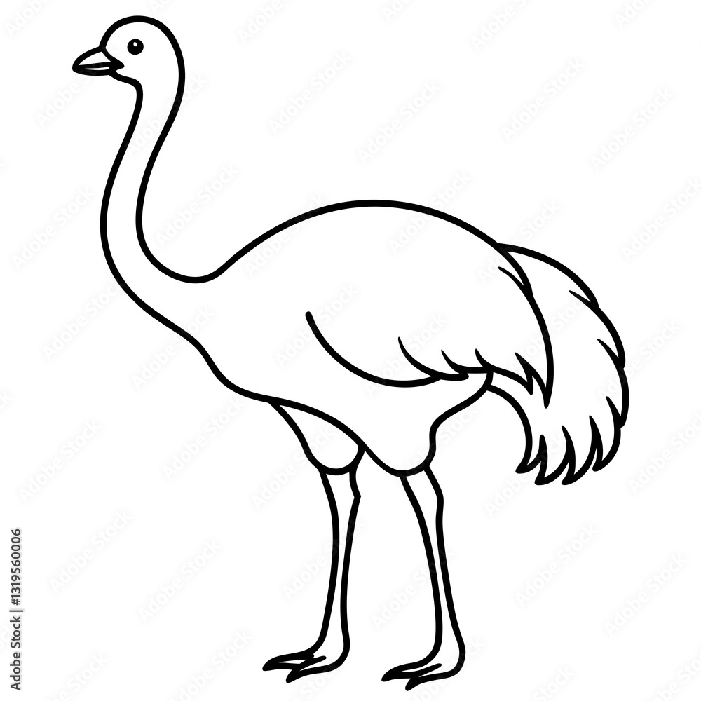 One-Stroke Ostrich Vector Art Design One-Stroke Ostrich Vector Art Design