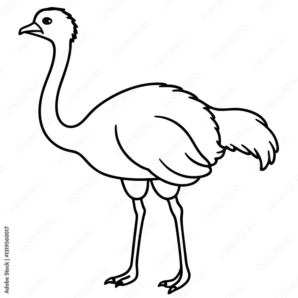 One-Stroke Ostrich Vector Art Design One-Stroke Ostrich Vector Art Design