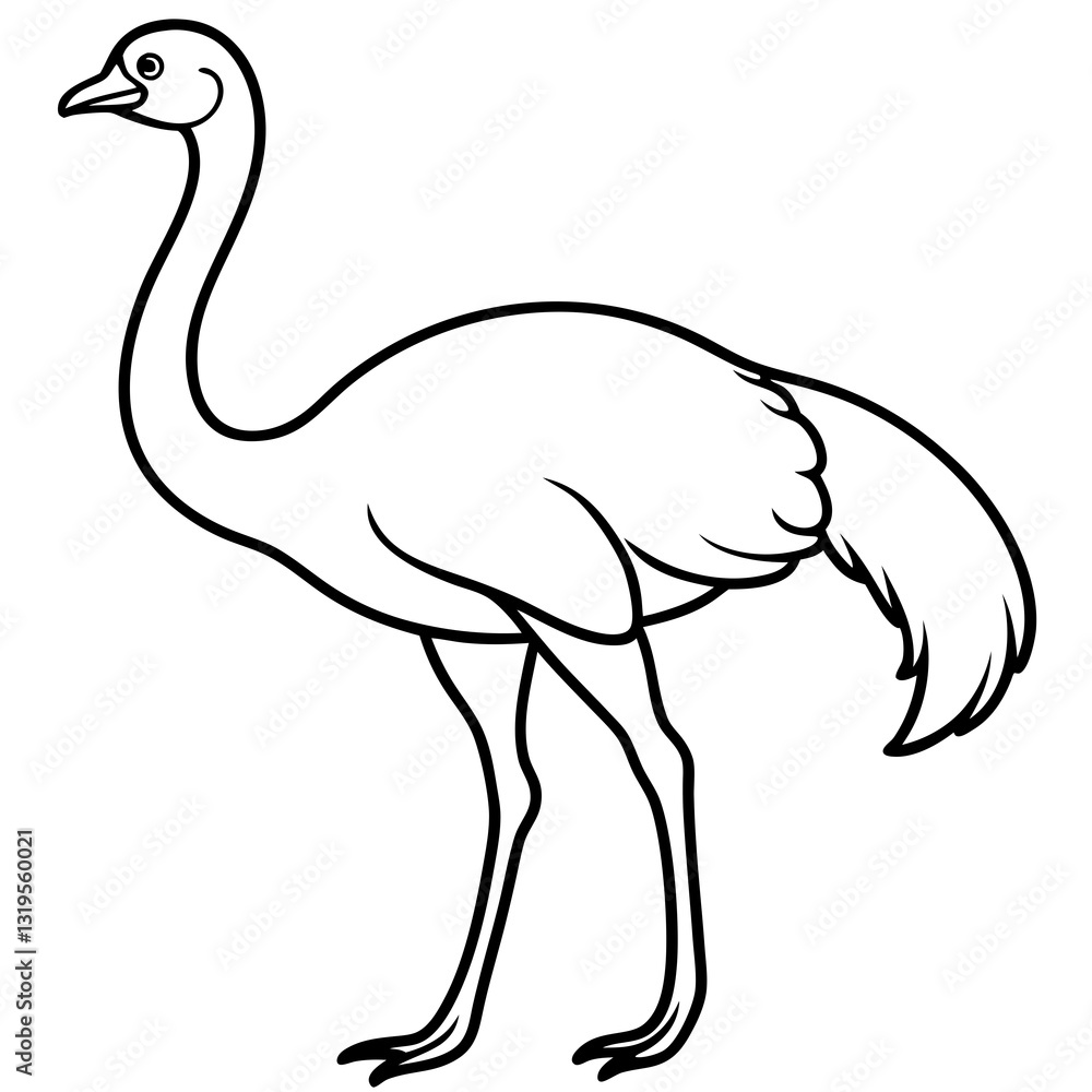 One-Stroke Ostrich Vector Art Design One-Stroke Ostrich Vector Art Design