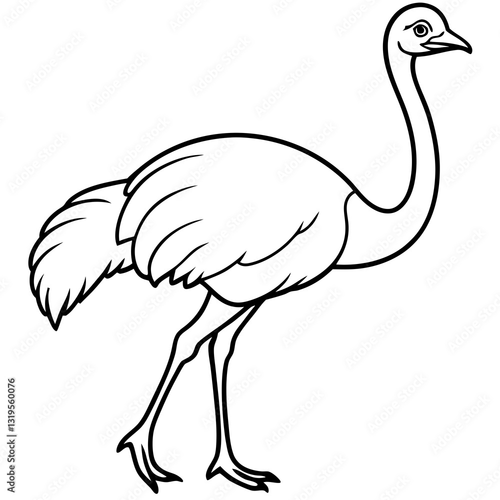 One-Stroke Ostrich Vector Art Design One-Stroke Ostrich Vector Art Design