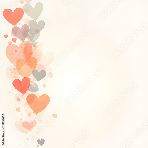 Romantic mix colors Heart Background with Falling Hearts - Symbol of love. Vector illustration with beauty 3d hearts. Applicable for design of wedding greeting cards and St