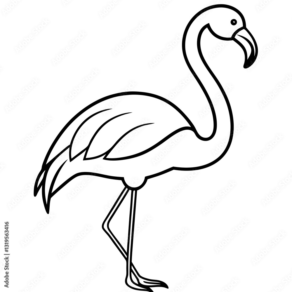 Fototapeta premium Simple Flamingo Line Illustration