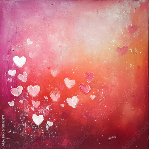 Romantic Red Heart Background with Falling Hearts - Symbol of love. Vector illustration with beauty 3d hearts. Applicable for design of wedding greeting cards and St