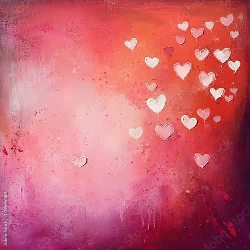 Romantic Red Heart Background with Falling Hearts - Symbol of love. Vector illustration with beauty 3d hearts. Applicable for design of wedding greeting cards and St