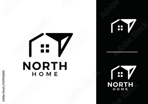 compass north home simple modern logo design concept	
