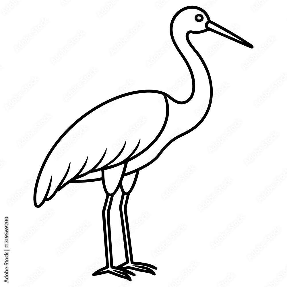 Obraz premium Simple Stork Vector Illustration in One Line