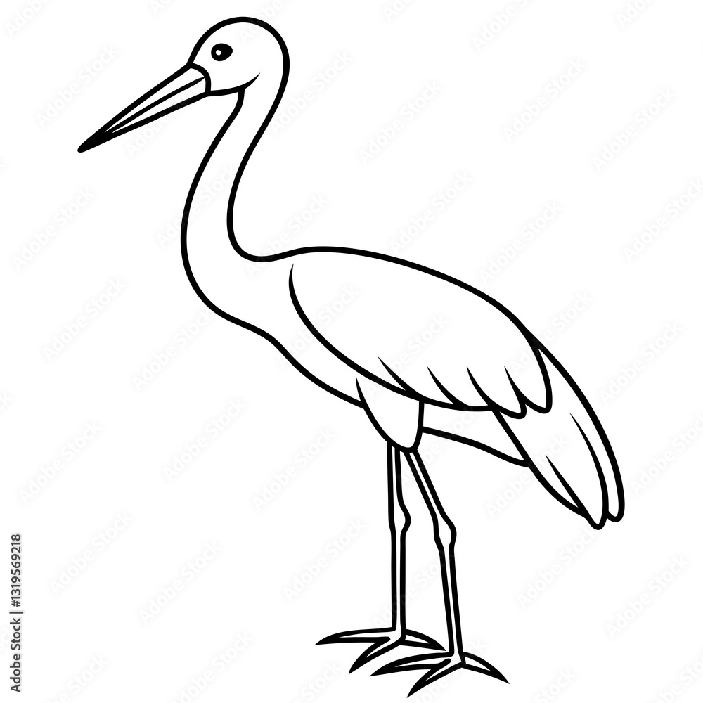 Fototapeta premium Simple Stork Vector Illustration in One Line