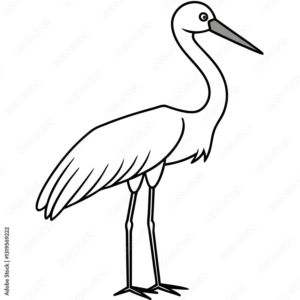 Fototapeta premium Simple Stork Vector Illustration in One Line