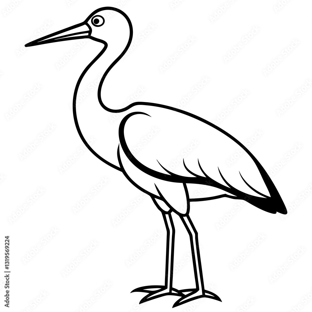 Obraz premium Simple Stork Vector Illustration in One Line